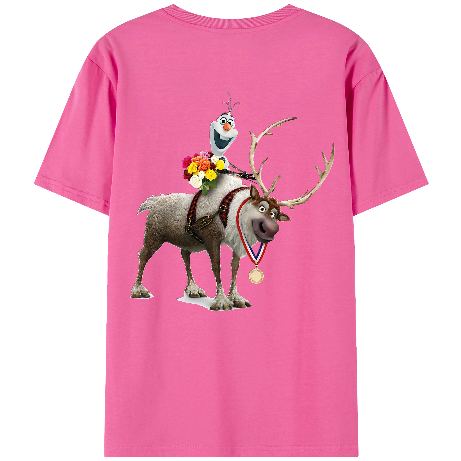 （画像用） アナと雪の女王 アンナ エルサ Frozen Anna Elsa レディース半袖Tシャツ(バックプリント)